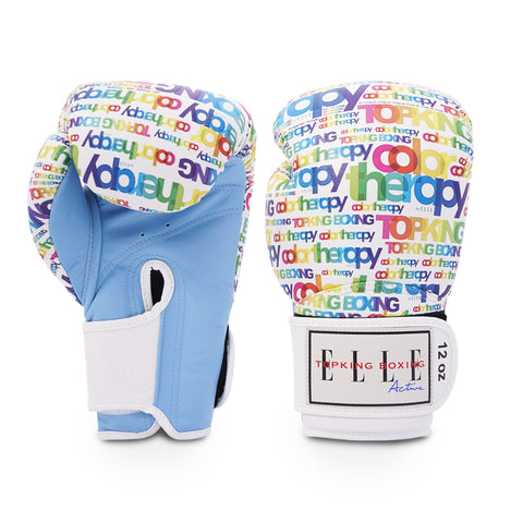 Top King TKBGEA01 ELLE "COLOR THERAPY" MUAY THAI BOXING GLOVES Cow Hide Leather 8-14 oz Blue