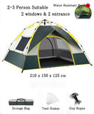 Outdoor Camping Hiking Traveling Lightweight Portable Folding Waterproof and Windproof Automatic Pop Up Family Tent Shelters 2-3 Person 2 Colours