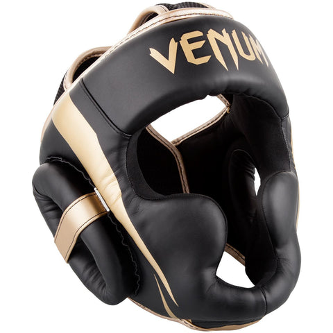 VENUM -1395-126 ELITE MUAY THAI BOXING MMA SPARRING HEADGEAR HEAD GUARD PROTECTOR SIZE FREE Black Gold
