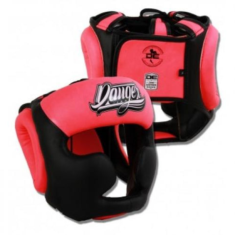 DANGER EQUIPMENT DEHGE-020 MUAY THAI BOXING MMA SPARRING PRO HEADGEAR HEAD GUARD PROTECTOR XS-XL Black Pink