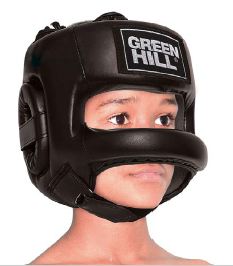 GREENHILL CASTLE BOXING SPARRING FACE BAR HEADGEAR HEAD GUARD PROTECTOR KIDS Size S Black