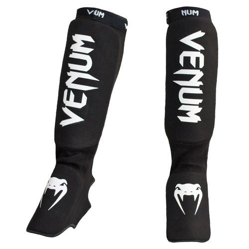 VENUM-0480 KONTACT ELASTIC MUAY THAI BOXING MMA SHIN GUARD PROTECTOR Cotton  Size Free Black White