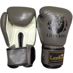 LION KING 2707 MUAY THAI  BOXING GLOVES 8-16 oz Leather Grey
