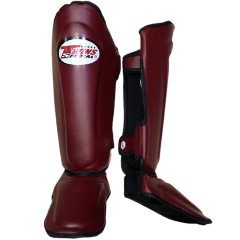 TWINS SPECIAL SGS10 MUAY THAI BOXING MMA SHIN GUARD PROTECTOR Synthetic Leather S-XL Maroon
