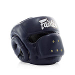 FAIRTEX FULL FACE PROTECTOR HG14 MUAY THAI BOXING MMA SPARRING HEADGEAR HEAD GUARD Leather M-XL Blue