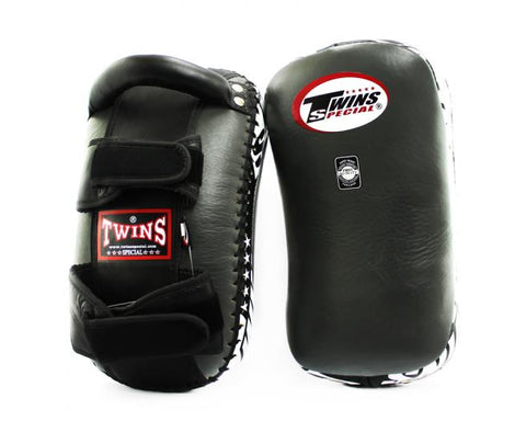 TWINS SPECIAL KPL-10 MUAY THAI BOXING MMA KICK PADS Leather Black White