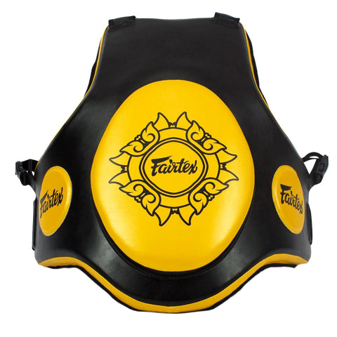 FAIRTEX TRAINER'S VEST TV2 MUAY THAI BOXING MMA SPARRING BODY SHIELD PROTECTOR Size Free Black Gold