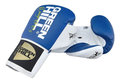 GREENHILL PEGASUS PROFESSIONAL COMPETITION BOXING GLOVES LACE UP 10-12 oz Blue White
