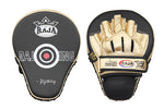 RAJA RTPL-6 DELUXE CURVED MUAY THAI BOXING MMA PUNCHING AIR FOCUS MITTS PADS Cowhide Leather 27 x 20 x 6 cm