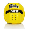 FAIRTEX FULL FACE PROTECTOR HG14 MUAY THAI BOXING MMA SPARRING HEADGEAR HEAD GUARD Leather M-XL Yellow
