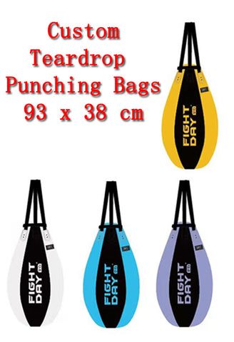 FIGHTDAY CUSTOM MADE FREE LOGO/TEXT MUAY THAI BOXING MMA TEARDROP PUNCHING HEAVY BAG - UNFILLED 38 dia x 93 cm Vary Colours
