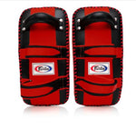 FAIRTEX KPLC2 CURVED MUAY THAI BOXING MMA KICK PADS Size Standard Cowhide Leather Black Red
