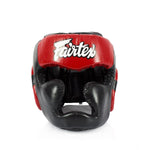 FAIRTEX DIAGONAL VISION HG13 Lace-Up Head MUAY THAI BOXING MMA SPARRING HEADGEAR HEAD GUARD PROTECTOR Leather M-XL Black Red