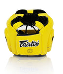 FAIRTEX FULL FACE PROTECTOR HG14 MUAY THAI BOXING MMA SPARRING HEADGEAR HEAD GUARD Leather M-XL Yellow