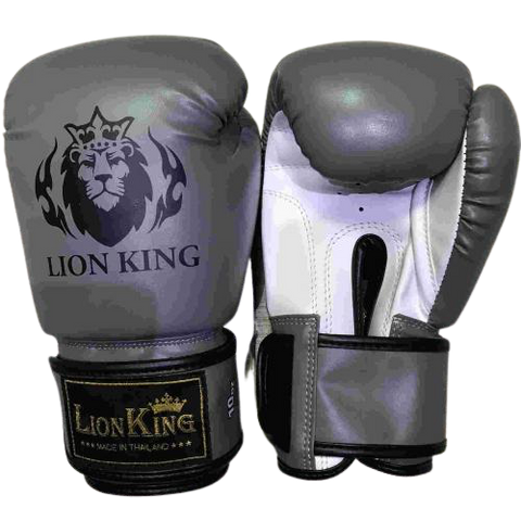 LION KING 2324 MUAY THAI  BOXING GLOVES 8-16 oz Grey