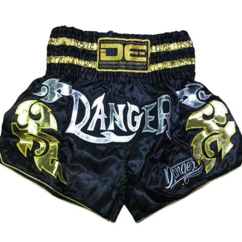 DANGER EQUIPMENT 1539 MUAY THAI BOXING Shorts XS-XXL BLACK/GOLD