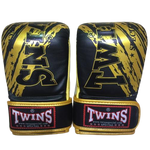 TWINS SPECIAL MUAY THAI BOXING TRAINING BAG GLOVES MITTS 4 oz S-L FTBGL-3F-TW2 BLACK/GOLD
