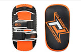 RAJA RTKP-9 MUAY THAI BOXING MMA PUNCHING AIR KICK PADS Cooltex PU Leather 36 x 20 x 9 cm Black Orange