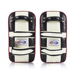 FAIRTEX KPLC3 CURVED MUAY THAI BOXING MMA KICK PADS Size Extra Thick Cowhide Leather Black White