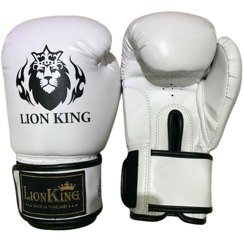 LION KING 2289 MUAY THAI  BOXING GLOVES 8-16 oz White