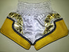 DANGER EQUIPMENT 1435 EXCLUSIVE MUAY THAI WHITE / GOLD  MUAY THAI BOXING Shorts XS-XXL