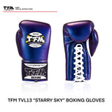 TFM TVL13 Professional Competitions MUAY THAI BOXING LACES UP GLOVES Cowhide Leather 10-12 oz 3 Colours
