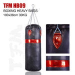 TFM HB09 MUAY THAI BOXING MMA PUNCHING HEAVY BAG - UNFILLED Cowhide Leather 100 X 38 cm Black