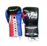 TFM L4 Pro MUAY THAI BOXING LACES UP GLOVES Professional Competitions Cowhide Leather 12-14 oz 5 Colours