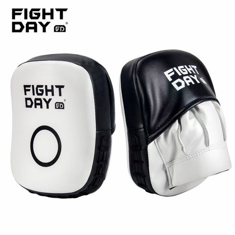 FIGHT DAY FMV1 MUAY THAI BOXING MMA PUNCHING SPEED SQUARE FOCUS MITTS PADS PAIR White Black