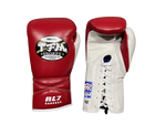 TFM RL7 HANDMADE PROFESSIONAL COMPETITIONS BOXING GLOVES LACES UP Cowhide Leather 12 oz Maroon White
