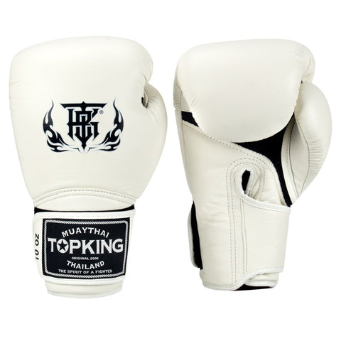 Top King TKBGSA SUPER AIR MUAY THAI BOXING GLOVES Cowhide Leather 8-16 oz White