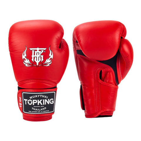 Top King TKBGSA SUPER AIR MUAY THAI BOXING GLOVES Cowhide Leather 8-16 oz Red
