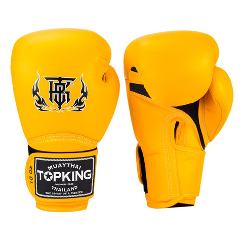 Top King TKBGSA SUPER AIR MUAY THAI BOXING GLOVES Cowhide Leather 8-16 oz Yellow