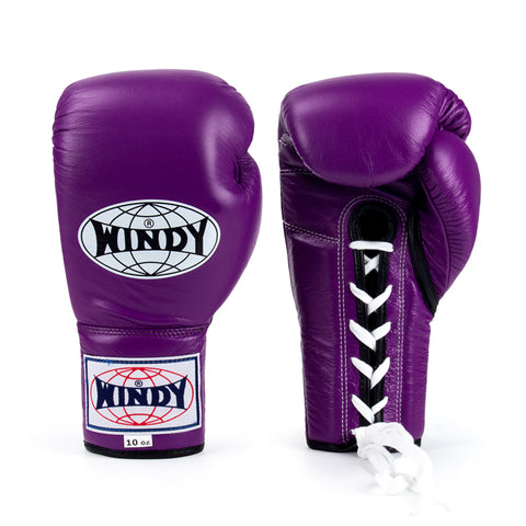 Windy BGL Classic Lace Up MUAY THAI BOXING GLOVES Cowhide Leather 8-16 oz Purple