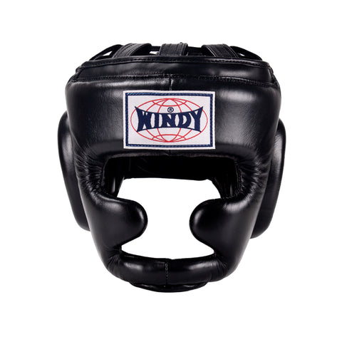 WINDY HP3 MUAY THAI BOXING SPARRING HEADGEAR HEAD GUARD PROTECTOR Leather S-XL Black