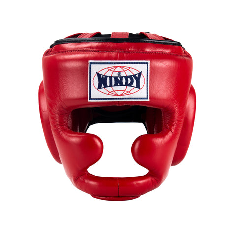 WINDY HP3 MUAY THAI BOXING SPARRING HEADGEAR HEAD GUARD PROTECTOR Leather S-XL Red