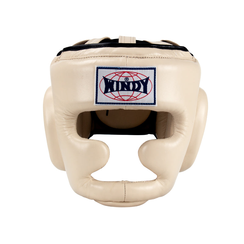 WINDY HP3 MUAY THAI BOXING SPARRING HEADGEAR HEAD GUARD PROTECTOR Leather S-XL Beige