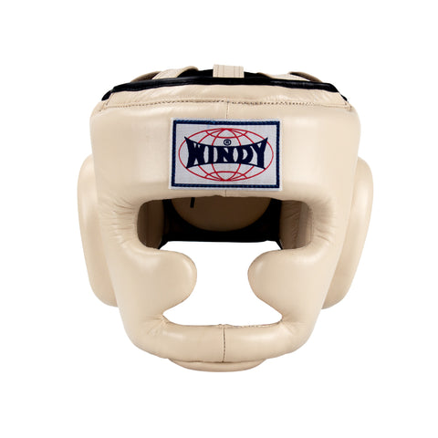 WINDY HP3 MUAY THAI BOXING SPARRING HEADGEAR HEAD GUARD PROTECTOR Leather S-XL Beige