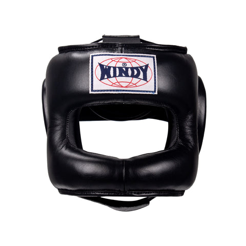 WINDY HPM FACE BAR BOXING SPARRING HEADGEAR HEAD GUARD PROTECTOR Leather M-XL Black