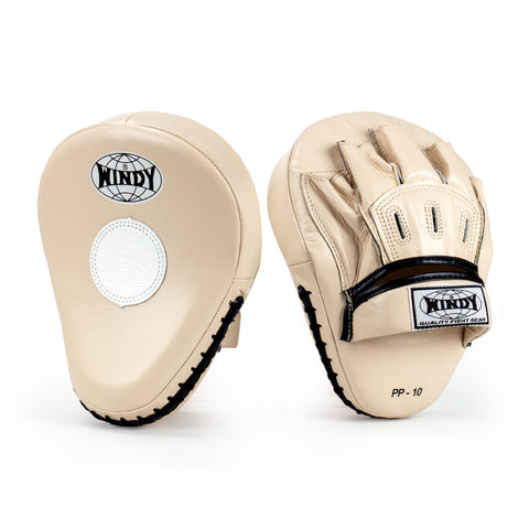 WINDY STANDARD PP10 MUAY THAI BOXING MMA FOCUS MITTS PADS BEIGE
