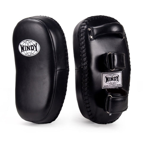 WINDY KP8 MUAY THAI BOXING MMA CURVED KICKING PADS SIZE S / M BLACK