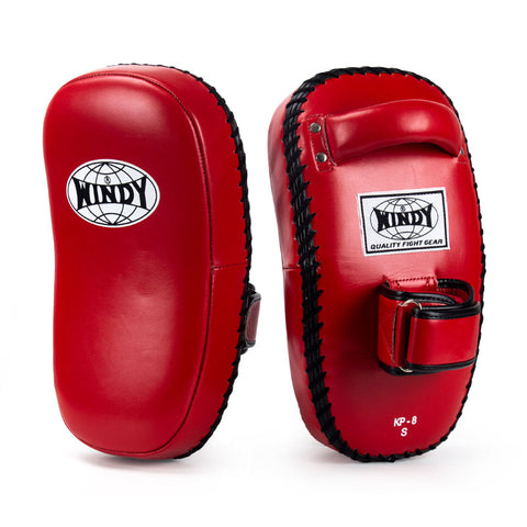 WINDY KP8 MUAY THAI BOXING MMA CURVED KICKING PADS SIZE S / M RED