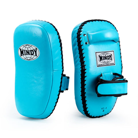 WINDY KP8 MUAY THAI BOXING MMA CURVED KICKING PADS SIZE S / M SKY BLUE