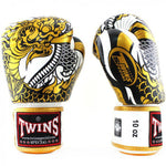 TWINS SPECIAL MUAY THAI BOXING GLOVES Leather 8-16 oz FBGVL3-52 White Gold