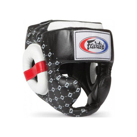 FAIRTEX SUPER SPARRING HG10 MUAY THAI BOXING MMA HEADGEAR HEAD GUARD PROTECTOR Leather S-XL Black