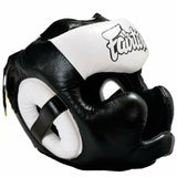 FAIRTEX DIAGONAL VISION HG13 Lace-Up Head MUAY THAI BOXING MMA SPARRING HEADGEAR HEAD GUARD PROTECTOR Leather M-XL Black White