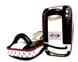 FAIRTEX KPLC1 CURVED MUAY THAI BOXING MMA KICK PADS Size Small Cowhide Leather Black White
