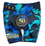 Fairtex MUAY THAI BOXING Shorts XS-XXL Golden Jubilee "Luster" Blue BS1916