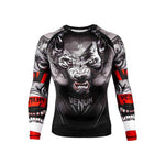 VENUM-03153-109 WEREWOLF MMA Muay Thai Boxing Rashguard Compression T-shirt - LONG SLEEVES XS-XXL Black Grey
