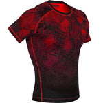 VENUM-2078 FUSION MMA Muay Thai Boxing Rashguard Compression T-shirt - SHORT SLEEVES XS-XXL Black Red